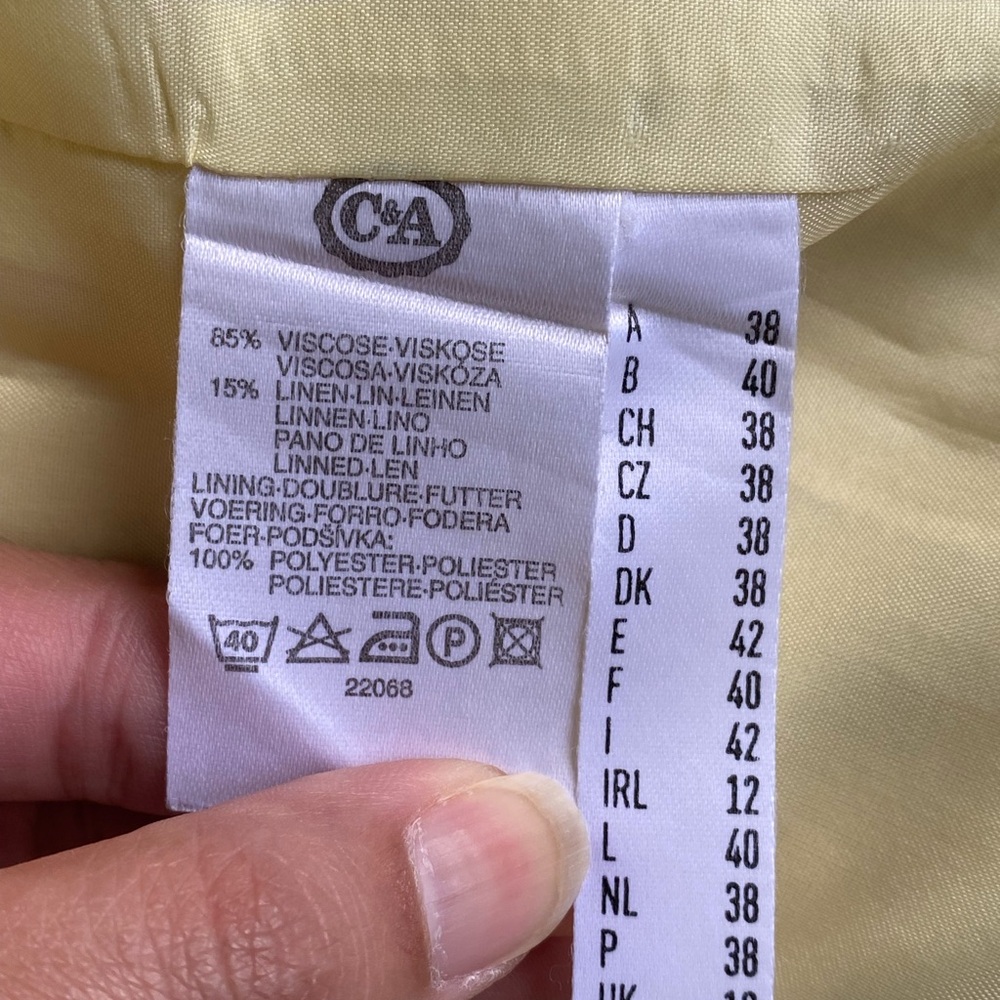 Yellow V-Neck Sheath Criss Cross Back Midi Dress for Cocktail Linen Blend - Picture 6 of 8